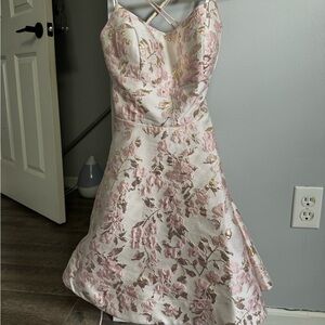 Pink, Gold, White. Homecoming formal dress WITH pockets